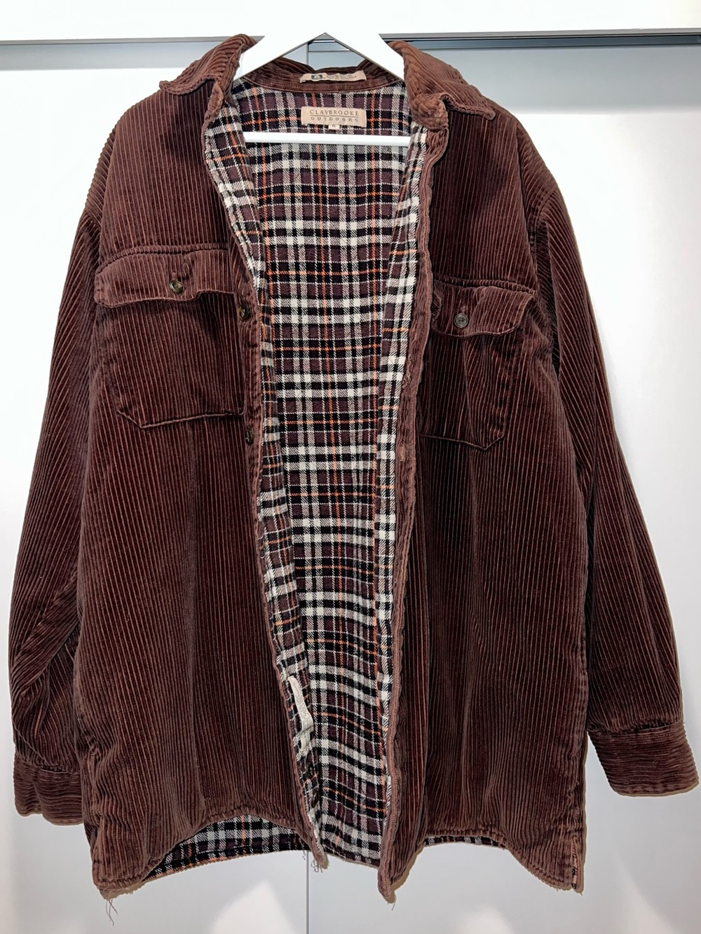 🤎Claybrooke Outdoors Brown Plaid Flannel Corduroy Lined Shacket